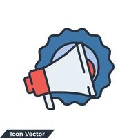 Ilustración de vector de logotipo de icono de megáfono. plantilla de símbolo de promoción para la colección de diseño gráfico y web