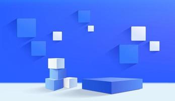 soporte y visualización de color azul. representación 3d una escena para publicidad, maqueta minimalista para exhibición de podio o escaparate. vector