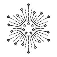 Fireworks icon. Round burst with stars, sparkles. Linear vector icon.