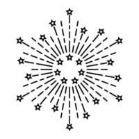 Fireworks icon. Round burst with stars, sparkles. Linear vector icon.