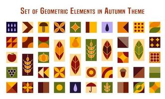 Set of abstract geometric forms. Autumn natural elements in simple geometric shapes. Good for flyer, cover design, poster art, decorative print, invitation letter, background. vector