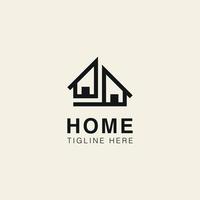 Home Building logo in line art style vector