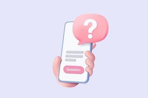 3d written questions with a choice of answers, devised for the purposes of a survey or statistical study, survey, questionnaire. exam checklist icon. 3d mobile phone vector render illustration