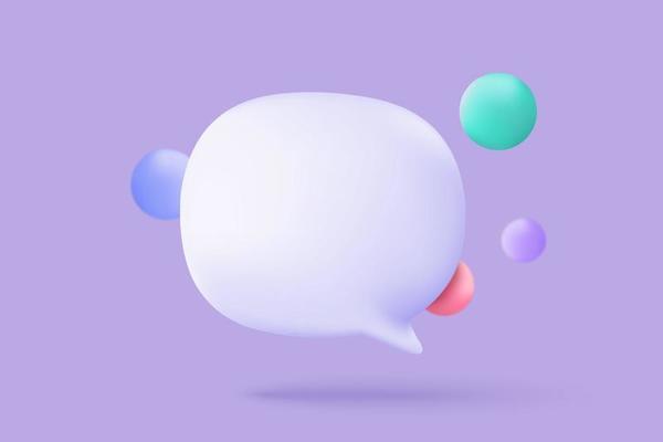 3D vector speech bubble with tick mark for photo gallery platform, online social conversation comment concept, emoji message, speech icons, chat with social media. 3d speak render vector illustration