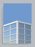Simple Minimalist Architecture Vector Cover Background. Office building with wide windows. Buildings, houses, Suburb, City. Suitable for posters, book covers, brochures, magazines, flyers, booklets.