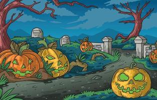 Halloween Jack O'Lantern in The Cemetery Concept