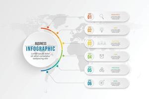 Business infographic circle shape six option, process or step for presentation. Can be used for presentations, workflow layout, banners and web design. Business concept with 6 options, steps, parts. vector