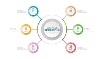 Business infographic circle shape six option, process or step for presentation. Can be used for presentations, workflow layout, banners and web design. Business concept with 6 options, steps, parts. vector