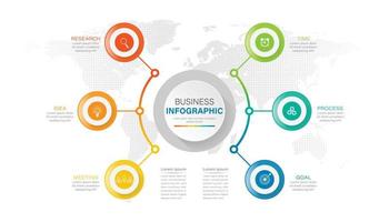 Business infographic circle shape six option, process or step for presentation. Can be used for presentations, workflow layout, banners and web design. Business concept with 6 options, steps, parts. vector