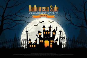 Happy halloween sale banner. special discount. Halloween holiday event. Halloween vector illustration