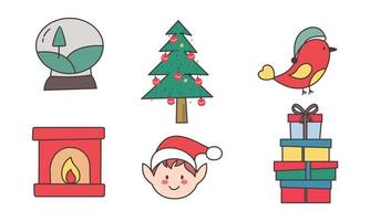 Set of christmas related object doodle vector