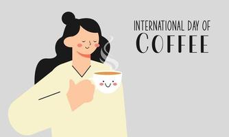 International day of coffee illustration hand drawn vector