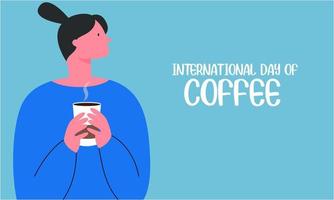 International day of coffee illustration hand drawn vector