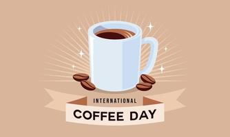 International day of coffee background, coffee cup logo vector