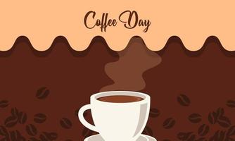 International day of coffee background, coffee cup logo vector