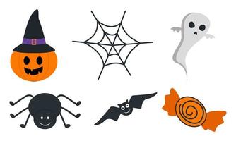 Flat halloween element collection background vector