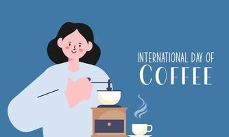 International day of coffee illustration hand drawn vector