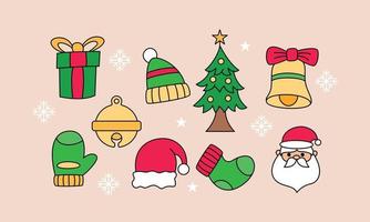 Set of christmas related object doodle vector