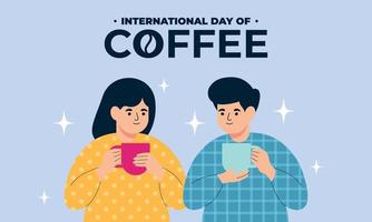 International day of coffee illustration hand drawn vector