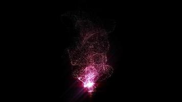 Loop colorful glittering pink stars particles  on black background, video