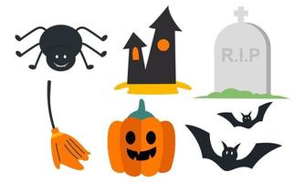 Flat halloween element collection background vector