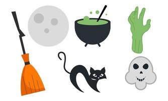 Flat halloween element collection background vector