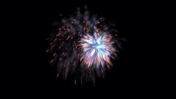 Espectáculo de luces pirotécnicas de animación de fuegos artificiales 4k 3d. video