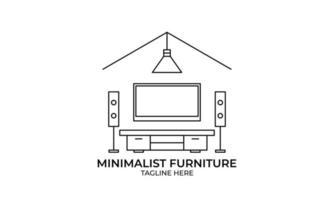 Minimalist furniture logo, line art furniture logo vector