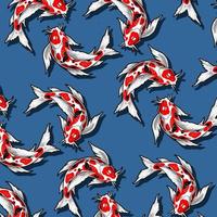 patrón de peces koi de fondo azul