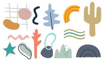 Modern trendy doodle and abstract nature icons vector illustration