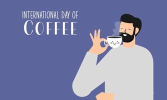 International day of coffee illustration hand drawn vector