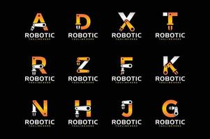 logotipo de paquete de robot de letra inicial vector