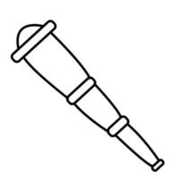 Outline telescope. Hand drawn doodle illustration, black image on white background vector