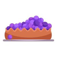 Fresh pie with berries on a plate, isolated on a white background. Close-up vector illustration