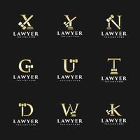 Initial letter hammer court bundle logo vector