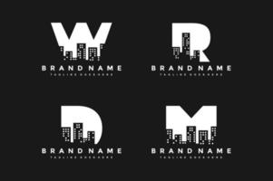 Initial letter city building bundle logo vector