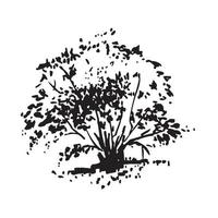 Hand-drawn bush. Black and white realistic image, sketch painted with ink brush vector