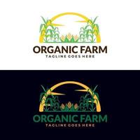 plantilla de logotipo de granja. etiqueta de producto orgánico. emblema del mercado de agricultores vector