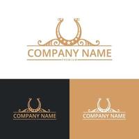 horseshoe or stable or blacksmith logo. Badge Vintage Horseshoe Logo Template Vector