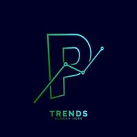 dynamic outline letter P trends statistic vector logo design