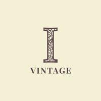 letter I vintage decoration logo vector design