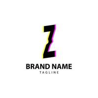 letter Z bright glitch for creative brand, fun, playful and innovative vector logo design