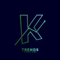 dynamic outline letter K trends statistic vector logo design