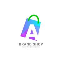 letter A trendy shopping bag vector logo design element