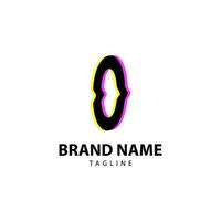 letra o fallo brillante para marca creativa, diseño de logotipo vectorial divertido, lúdico e innovador vector