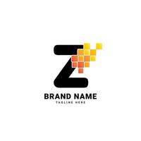 diseño de logotipo de vector de tecnología de degradado moderno de píxeles digitales de letra z