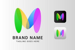 letter M abstract overlapping ellipse shape colorful vector logo design