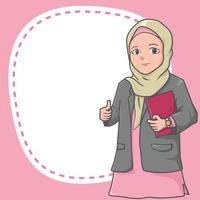 niña islámica sosteniendo un libro vector