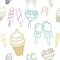 ICE CREAM seamless pattern line art vector