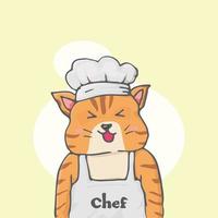 ilustración de chef de gatito vector